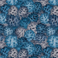 Blue Chrysanthemum Floral Mural Wallpaper — Painterly Petal Motif Mural Wallpaper - room preview 02