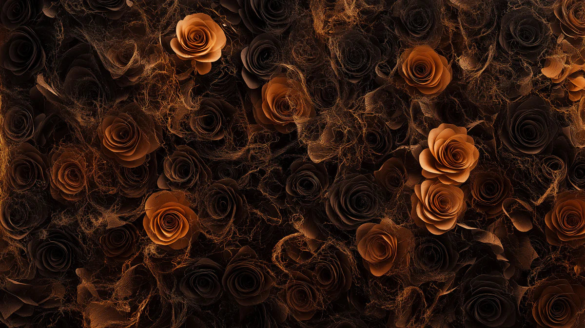 Gothic Rose Mural Wallpaper — Dark Floral Botanical Art Mural Wallpaper - room preview 02