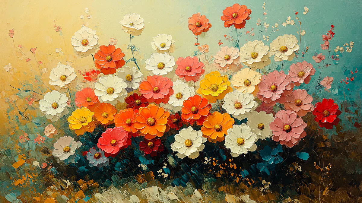 Abstract Floral Oil Painting Mural Wallpaper — Hand-Painted Style Mural Wallpaper - room preview 02