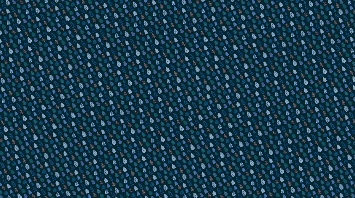 Midnight Micro Leaf Mural Wallpaper — Dense Botanical Pattern Mural Wallpaper - room preview 02