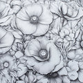 Monochrome Peony Field Mural Wallpaper — Intricate Floral Illustration Mural Wallpaper - room preview 02