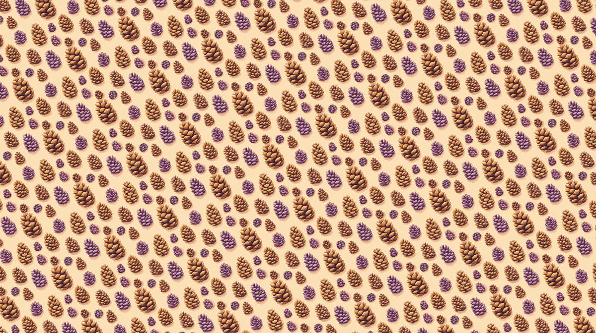 Autumn Pinecone Botanical Mural Wallpaper in Warm Blush and Plum Mural Wallpaper - room preview 02
