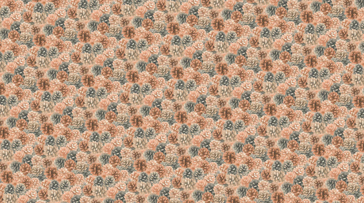 Dense Pine Cone Cluster Mural Wallpaper — Warm Rustic Pattern Mural Wallpaper - room preview 02