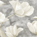 Cream Tulip Wallpaper Mural Elegant Neutral Floral Design on Gray Background Mural Wallpaper - room preview 02
