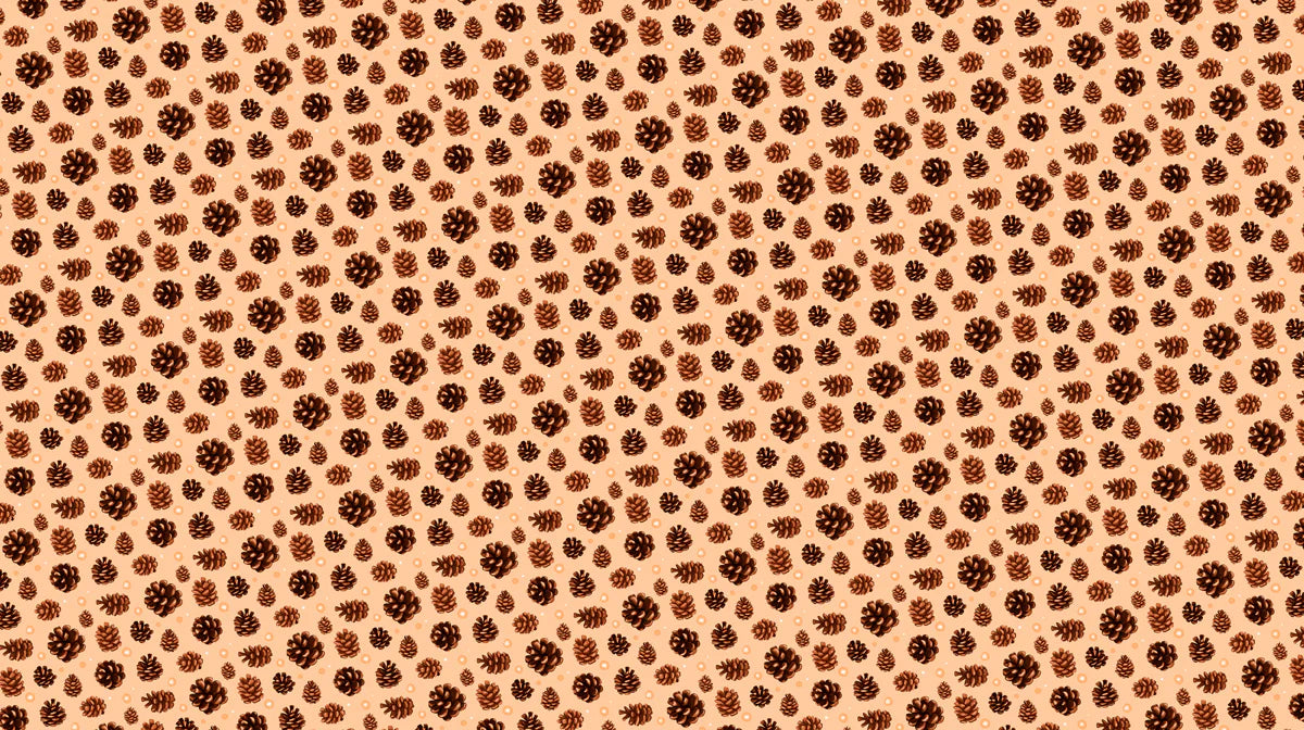 Rustic Pinecone Pattern Mural Wallpaper in Soft Peach Mural Wallpaper - room preview 02
