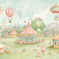 Vintage Fairground Mural Wallpaper — Pastel Carnival Illustration Mural Wallpaper - room preview 02