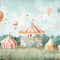 Hot Air Balloon Carnival Mural Wallpaper — Whimsical Kids Scene Mural Wallpaper - room preview 02