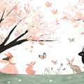 Blush Cherry Blossom Woodland Mural Wallpaper — Whimsical Fairy Scene Mural Wallpaper - room preview 02