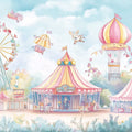 Whimsical Carnival Fairground Mural Wallpaper in Soft Pastels Mural Wallpaper - room preview 02
