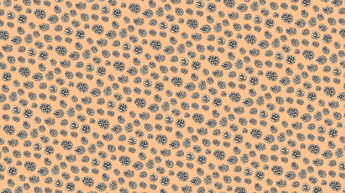 Pinecone Botanical Mural Wallpaper —Warm Peach and Charcoal Mural Wallpaper - room preview 02
