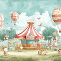 Whimsical Circus Adventure Mural Wallpaper — Pastel Fairground Scene Mural Wallpaper - room preview 02