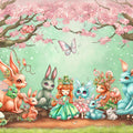 Enchanted Bunny Garden Mural Wallpaper — Whimsical Fantasy Scene Mural Wallpaper - room preview 02