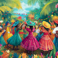 Tropical Carnival Mural Wallpaper — Vibrant Latin Celebration Mural Wallpaper - room preview 02