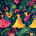 Tropical Rhythms Mural Wallpaper — Vibrant Island Garden Scene Mural Wallpaper - room preview 02