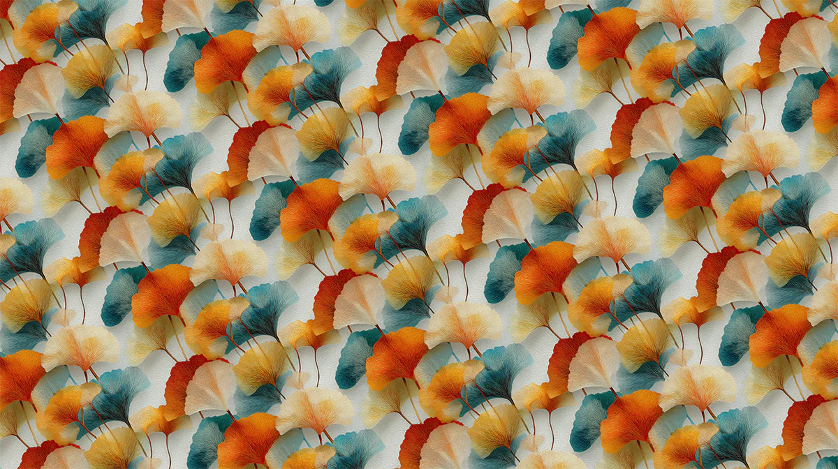 Ginkgo Leaf Botanical Mural Wallpaper — Warm Autumn Palette Mural Wallpaper - room preview 02