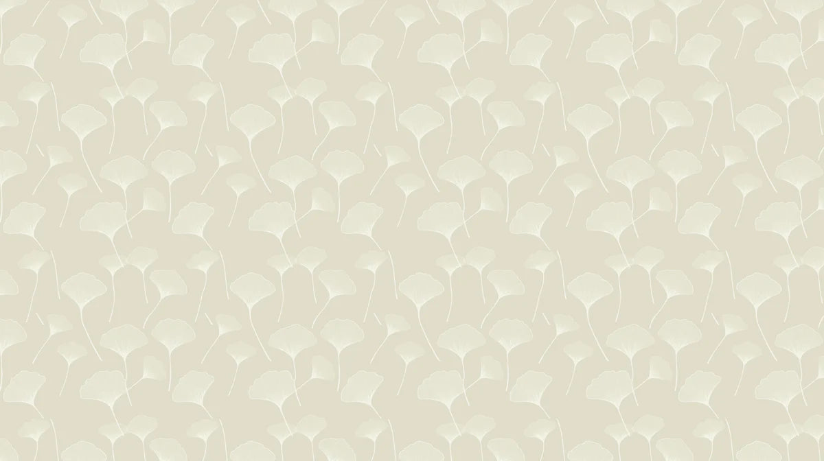 Minimalist Ginkgo Leaf Mural Wallpaper in Cream and Beige Mural Wallpaper - room preview 02