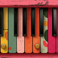 Abstract Piano Keys Mural Wallpaper — Whimsical Retro Music Decor Mural Wallpaper - room preview 02