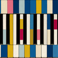Modern Piano Key Mural Wallpaper — Abstract Geometric Rhythm Mural Wallpaper - room preview 02