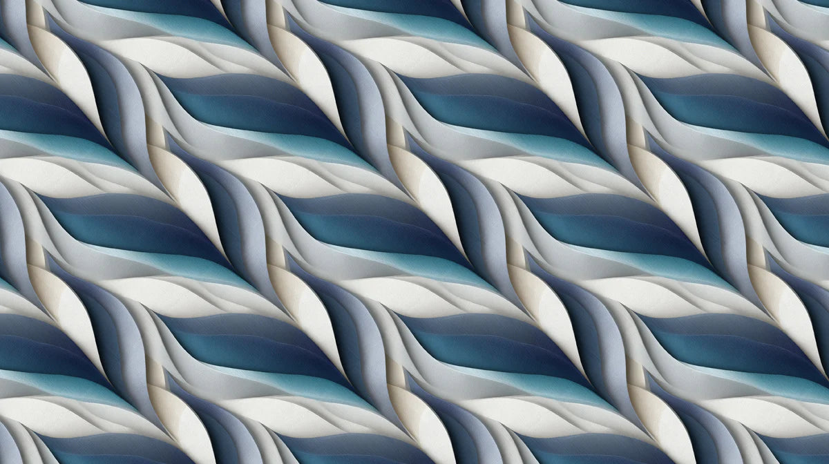 Sculptural Wave Mural Wallpaper — Blue and Gray Abstract Motion Mural Wallpaper - room preview 02