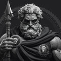 Greek Warrior Statue Mural Wallpaper — Monochromatic Mythological Art Mural Wallpaper - room preview 02