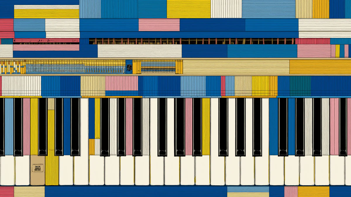 Bauhaus Piano Abstract Mural Wallpaper — Modern Color Blocks Mural Wallpaper - room preview 02