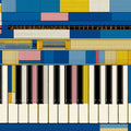 Bauhaus Piano Abstract Mural Wallpaper — Modern Color Blocks Mural Wallpaper - room preview 02