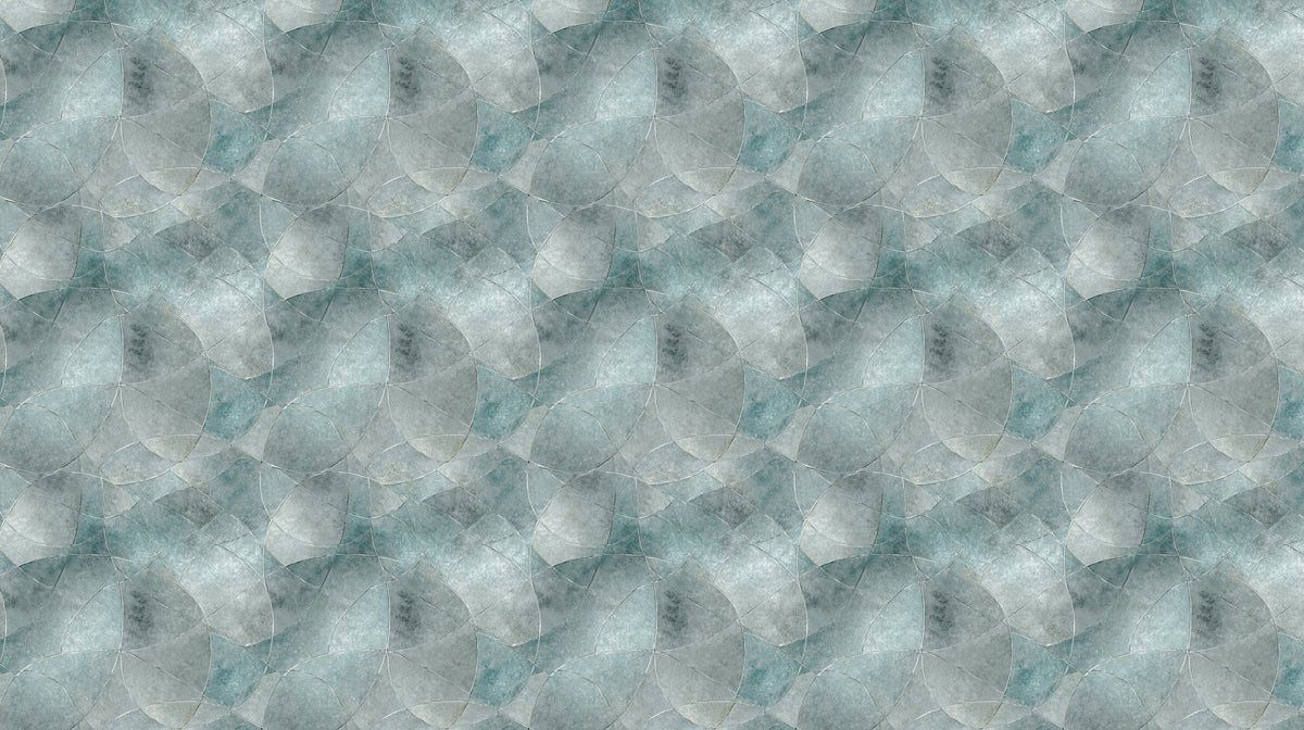Ethereal Ocean Scales Mural Wallpaper Muted Teal and Frosted Gray Mural Wallpaper - room preview 02