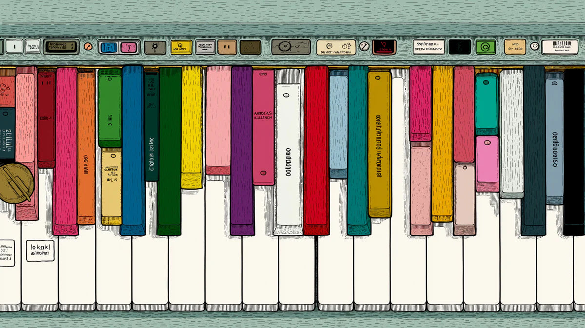 Abstract Piano Keys Mural Wallpaper —Whimsical Music Art Mural Wallpaper - room preview 02