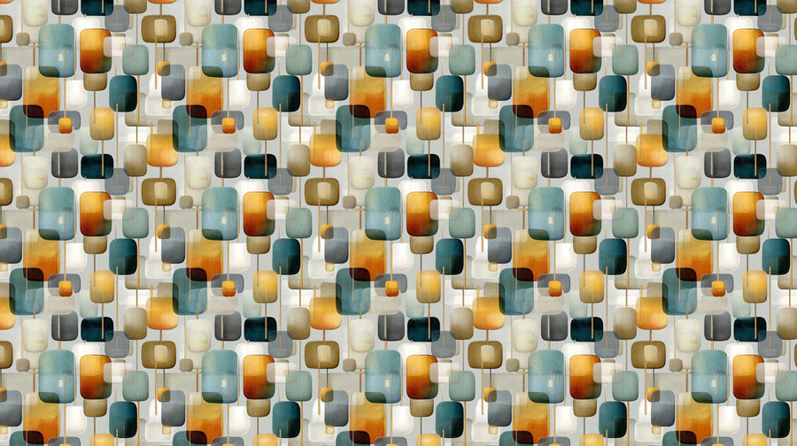 Mid-Century Modern Geo-Block Tapete – Künstlerische geometrische Tapete printable artwork