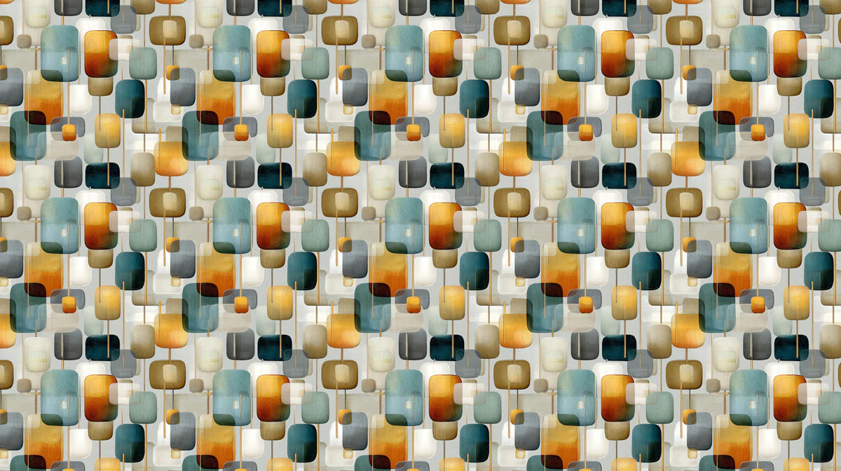 Mid-Century Modern Geo-Block Mural Wallpaper — Artistic Geometric Mural Wallpaper - room preview 02