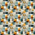Mid-Century Modern Geo-Block Mural Wallpaper — Artistic Geometric Mural Wallpaper - room preview 02