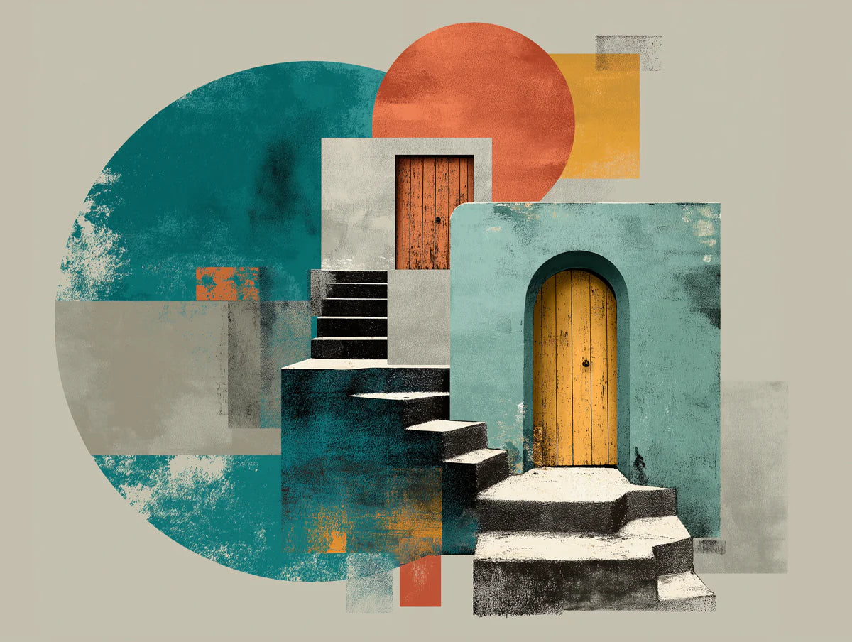 Abstract Mediterranean Architecture Mural Wallpaper — Geometric Art Mural Wallpaper - room preview 02