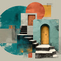 Abstract Mediterranean Architecture Mural Wallpaper — Geometric Art Mural Wallpaper - room preview 02