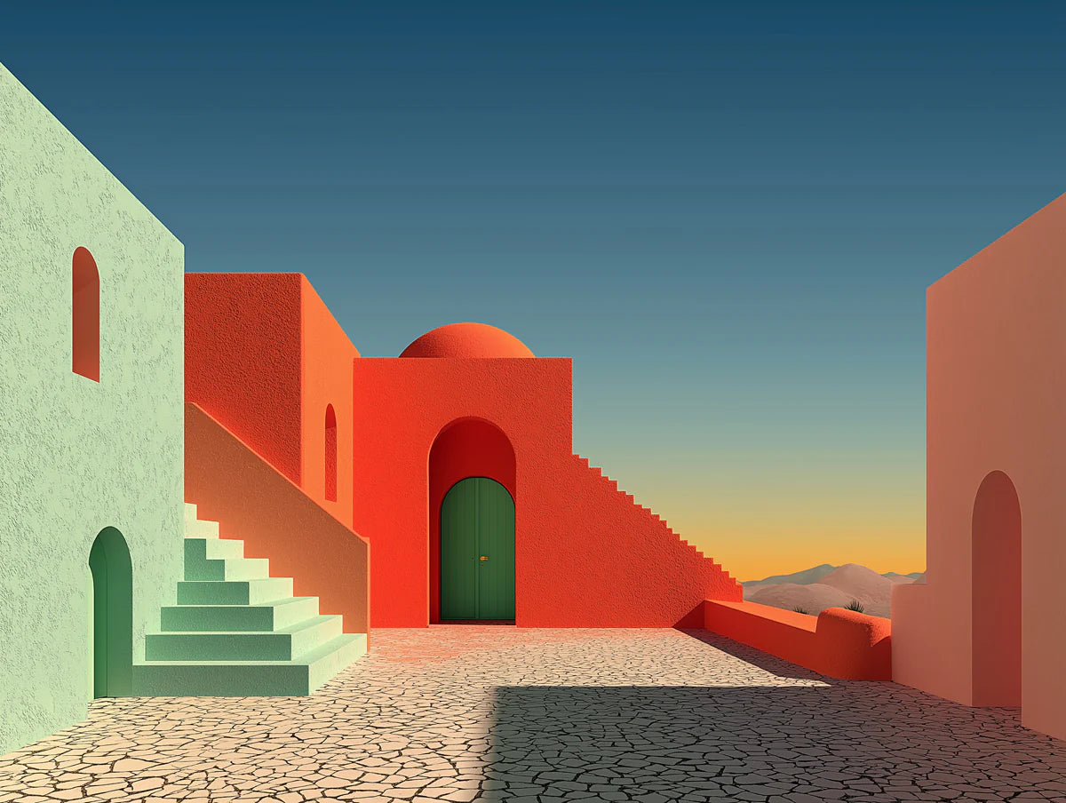 Mediterranean Architectural Mural Wallpaper — Sun-Drenched Facades Mural Wallpaper - room preview 02