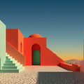 Mediterranean Architectural Mural Wallpaper — Sun-Drenched Facades Mural Wallpaper - room preview 02