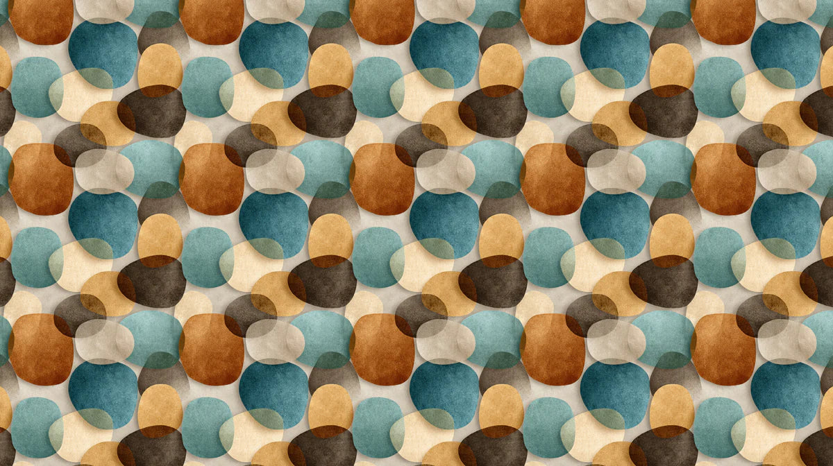 Abstract Overlapping Rings Mural Wallpaper in Earthy Tones Mural Wallpaper - room preview 02