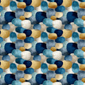 Abstract Pebble Cluster Mural Wallpaper — Navy and Ochre Mural Wallpaper - room preview 02