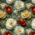 Grand Botanical Floral Mural Wallpaper in Crimson and Ochre Mural Wallpaper - room preview 02