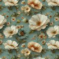 Vintage Peony Botanical Mural Wallpaper — Soft Teal & Cream Mural Wallpaper - room preview 02