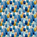 Abstract Scallop Scale Mural Wallpaper in Blue and Gold Mural Wallpaper - room preview 02