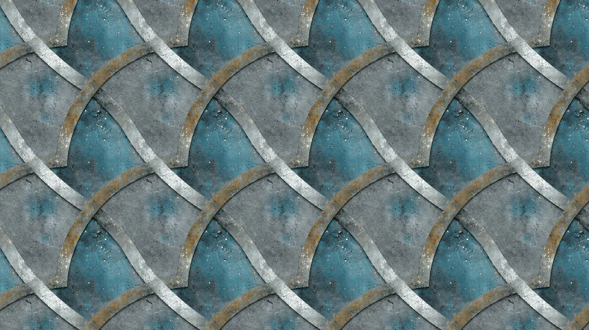 Weathered Scale Armor Mural Wallpaper — Industrial Grunge Motif Mural Wallpaper - room preview 02