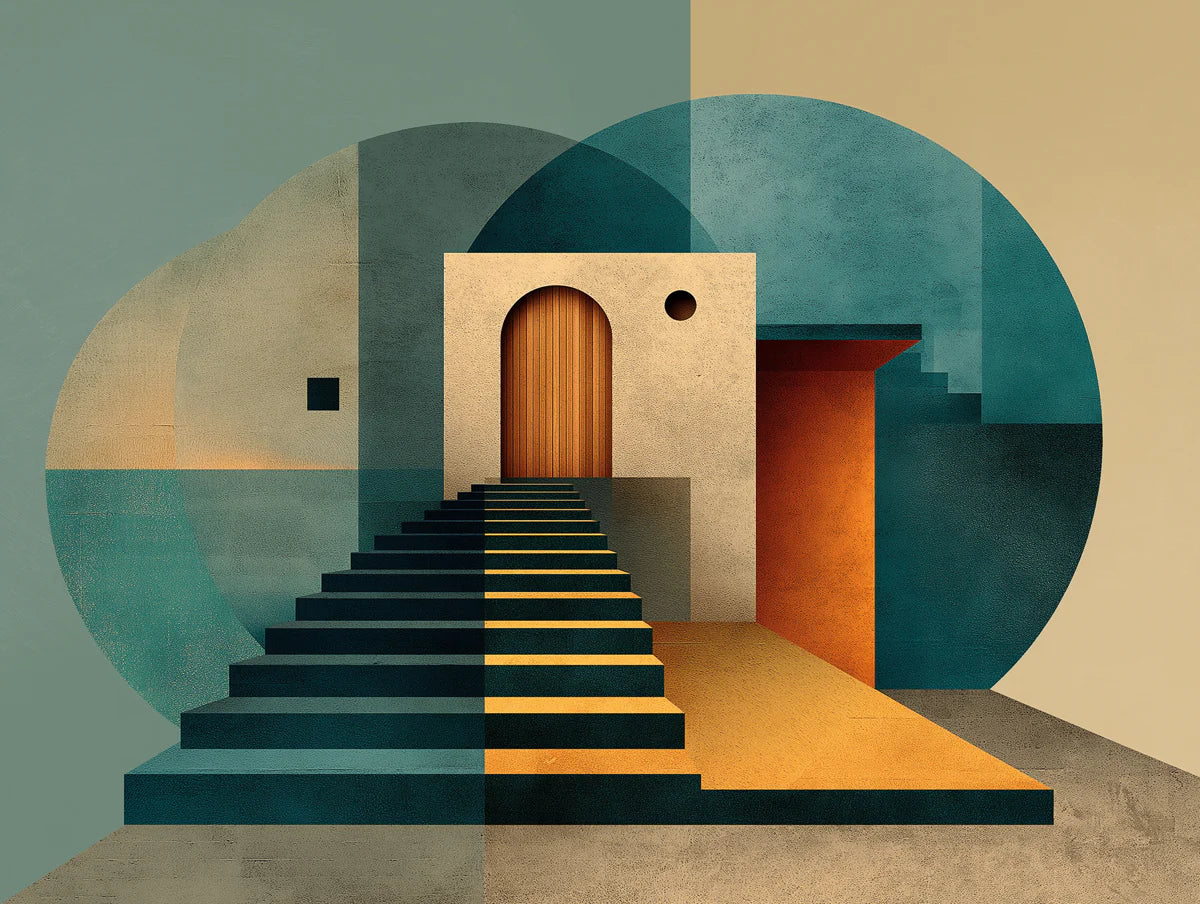 Abstract Architectural Staircase Mural Wallpaper — Modern Art Mural Wallpaper - room preview 02