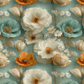 Large Scale Floral Garden Mural Wallpaper — Teal and Amber Bloom Mural Wallpaper - room preview 02