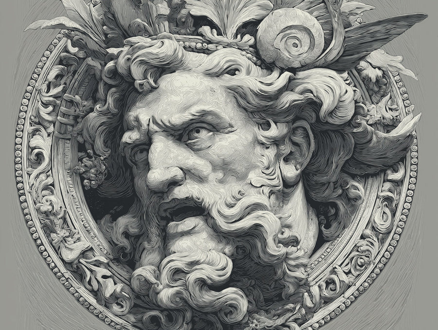 Barock Mythische Gottheit Relief Wandtapete – Filigrane Skizzen Wandtapete printable artwork