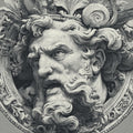 Baroque Mythical God Relief Mural Wallpaper — Intricate Sketch Mural Wallpaper - room preview 02
