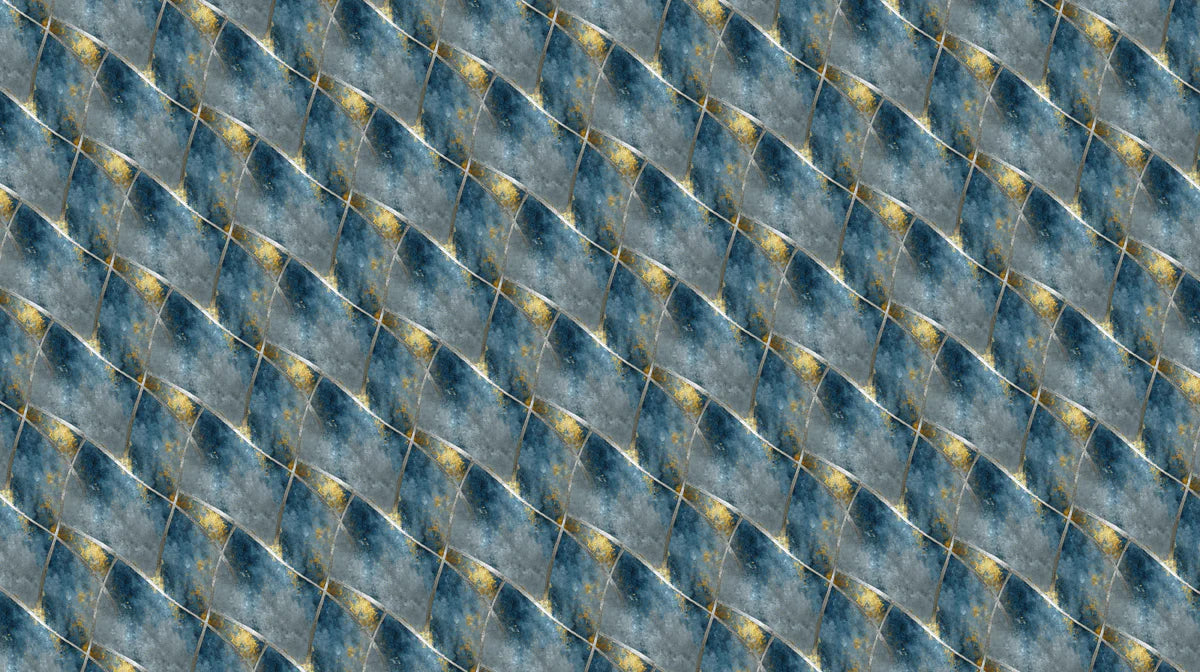 Abstract Diamond Texture Mural Wallpaper Blue, Gray, and Subtle Gold Mural Wallpaper - room preview 02