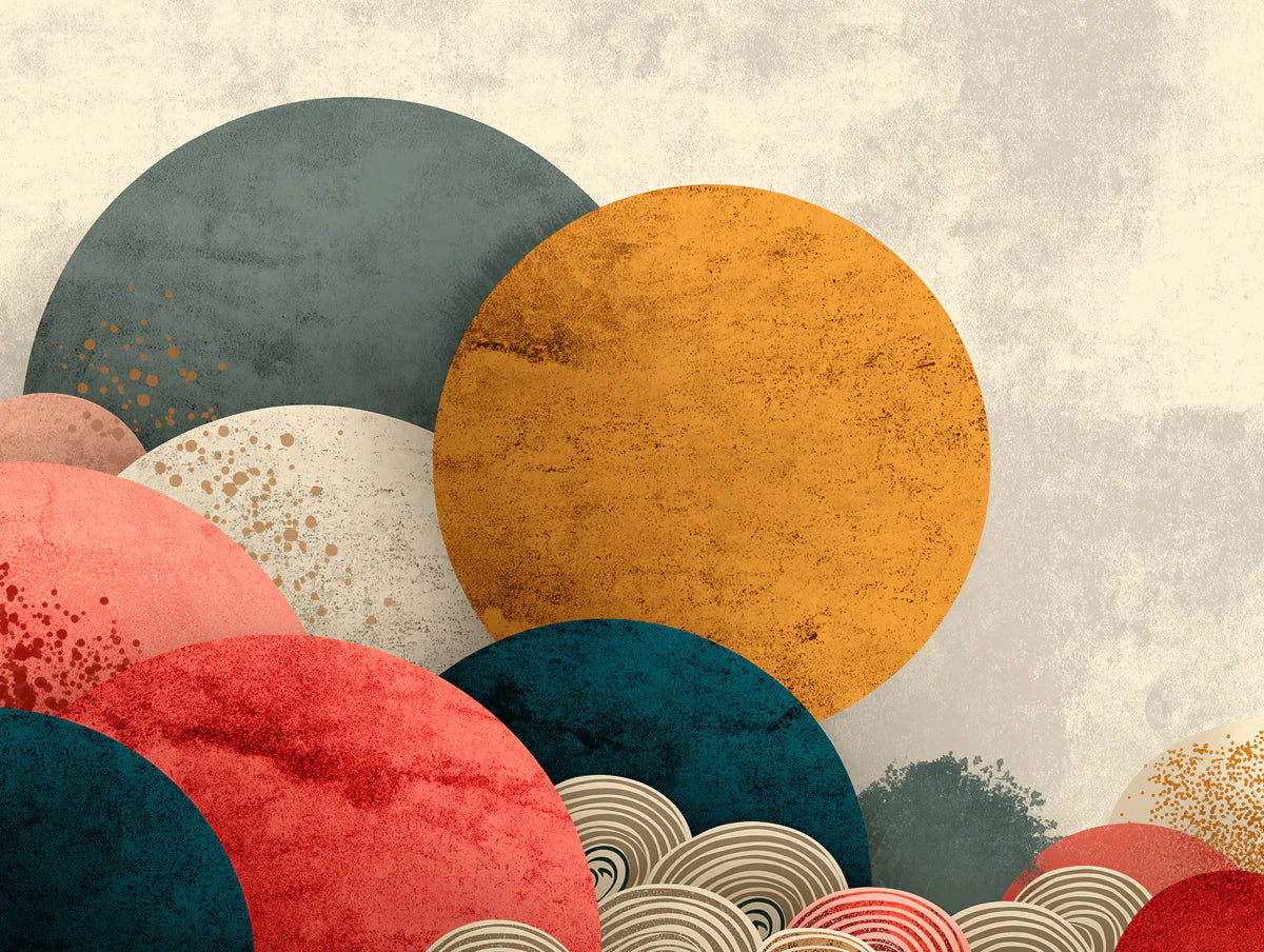 Abstract Circular Layers Mural Wallpaper — Warm Earth Tones Mural Wallpaper - room preview 02