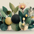 Abstract Botanical Bloom Mural Wallpaper — Modern Foliage Design Mural Wallpaper - room preview 02