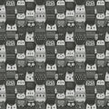 Nordic Owl Knit Mural Wallpaper —Whimsical Monochrome Design Mural Wallpaper - room preview 02