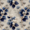 Botanical Trails Mural Wallpaper — Navy and Warm Beige Leaves Mural Wallpaper - room preview 02